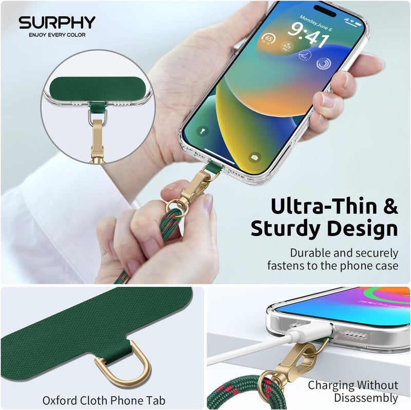 SURPHY Phone Lanyard Crossbody, Adjustable Cell Phone Lanyard with 2 Pack Phone Tether Tab, Two-Color Braided Phone Strap (Christmas Green) - Image 4